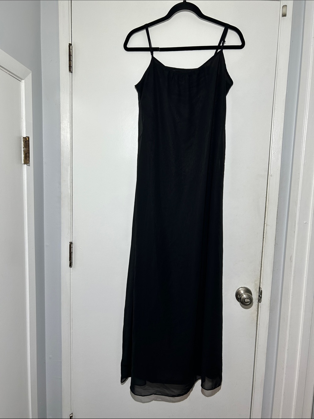 Forever 21 Classic Black Slip Dress Sheer Lined Maxi Size M